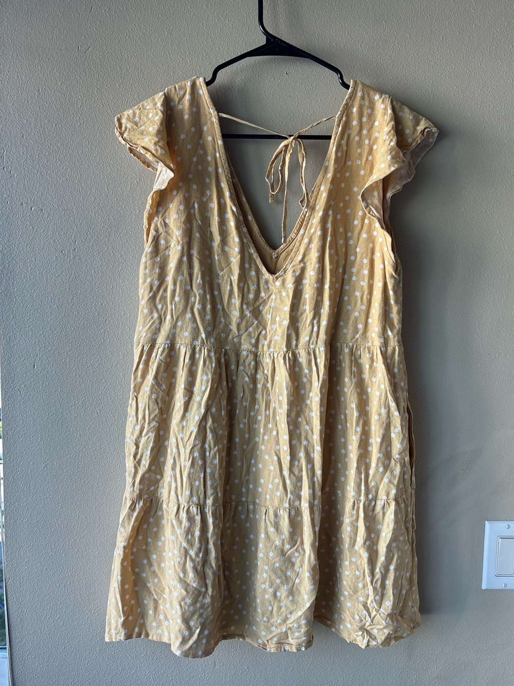 Abercrombie &‎ Fitch Linen Blend Swiss Dot Open Back Mini Dress Cream Boho - Picture 2 of 10